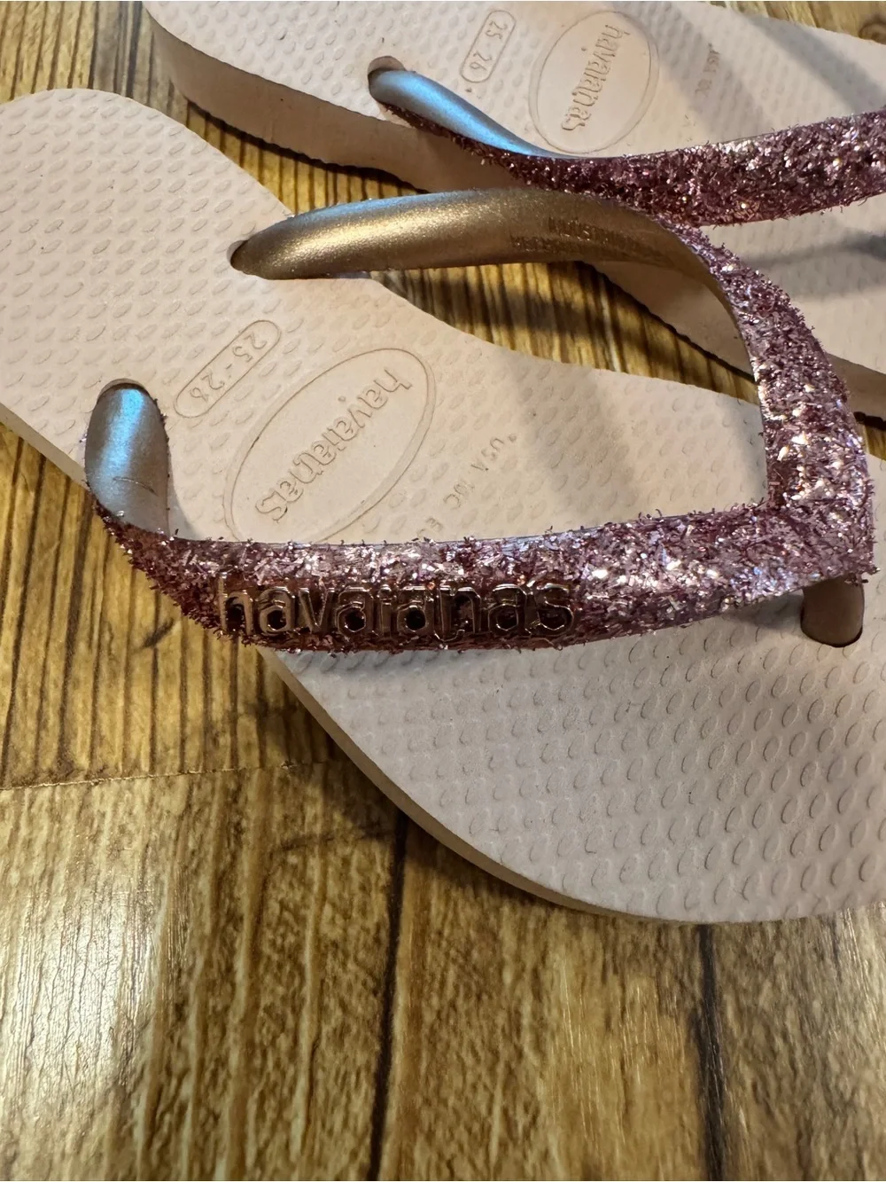 Girl Toddler Pink Glitter Havaianas Sandals Size 10C